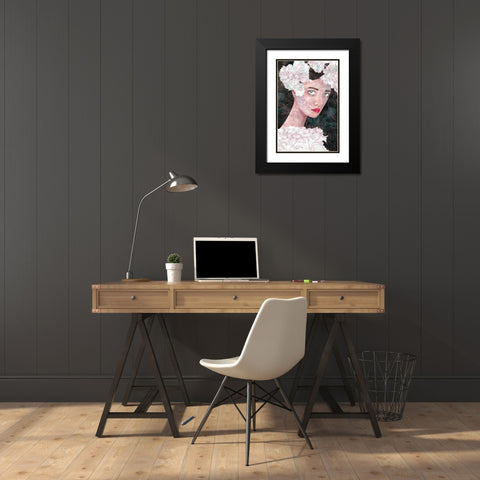 Floral Duchess Black Modern Wood Framed Art Print with Double Matting by Charro, Mercedes Lopez