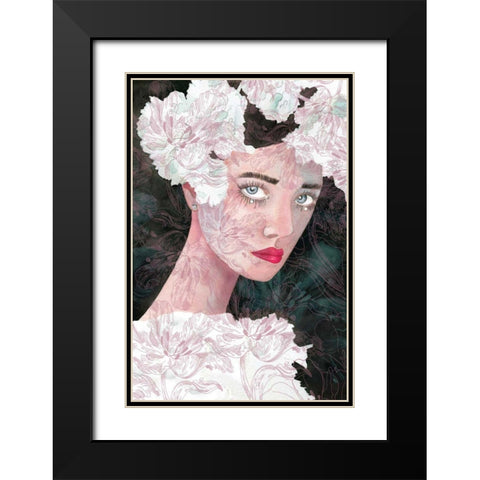 Floral Duchess Black Modern Wood Framed Art Print with Double Matting by Charro, Mercedes Lopez
