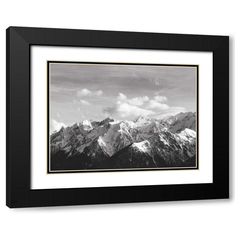 Snowcapped Mountains BW Crop Black Modern Wood Framed Art Print with Double Matting by Eichman, Andre
