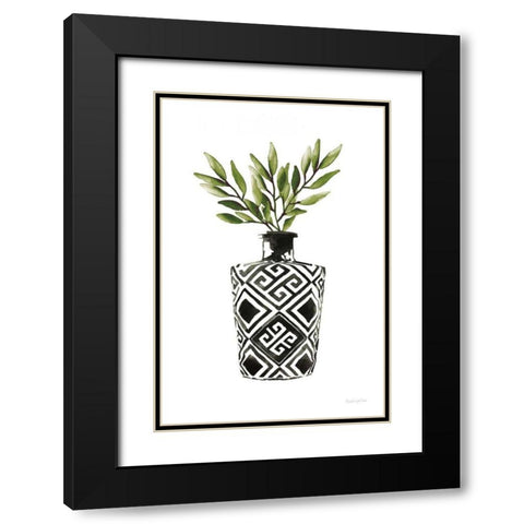 Geometric Vases III Green Black Modern Wood Framed Art Print with Double Matting by Charro, Mercedes Lopez