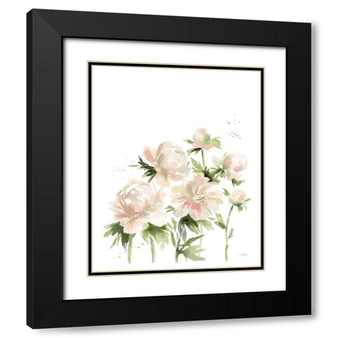 Peonies I Black Modern Wood Framed Art Print with Double Matting by Pete, Katrina