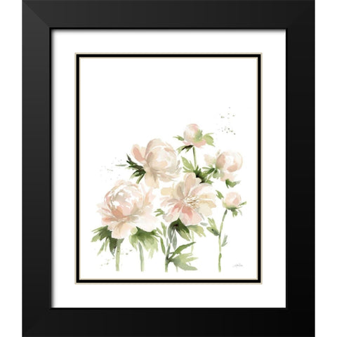 Peonies I Black Modern Wood Framed Art Print with Double Matting by Pete, Katrina