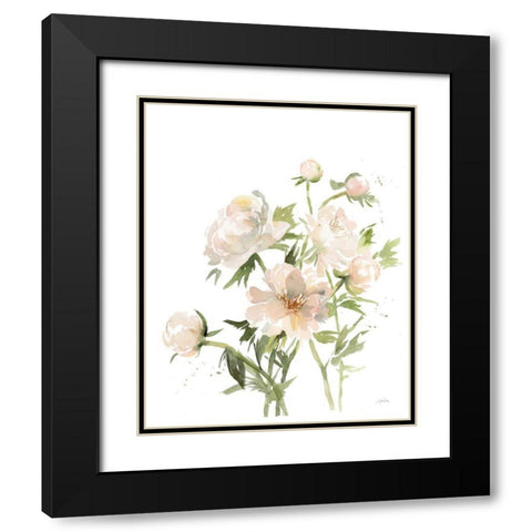 Peonies II Black Modern Wood Framed Art Print with Double Matting by Pete, Katrina