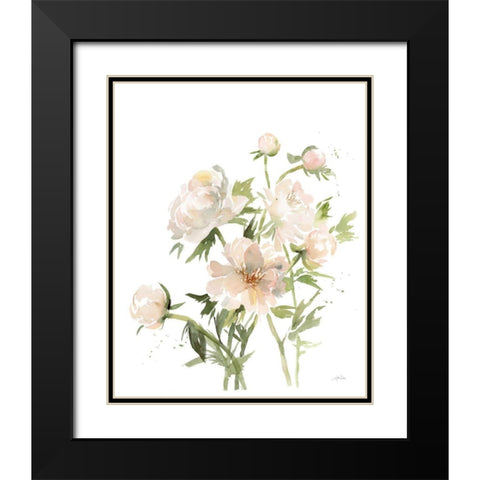Peonies II Black Modern Wood Framed Art Print with Double Matting by Pete, Katrina