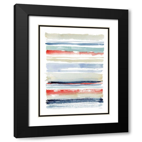 Nautical Stripes Black Modern Wood Framed Art Print with Double Matting by Pete, Katrina