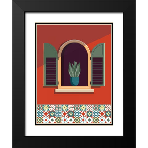 Window Lisboa Sage Black Modern Wood Framed Art Print with Double Matting by Escalante, Omar