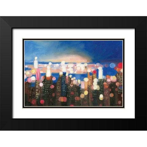 City Lights Black Modern Wood Framed Art Print with Double Matting by Wiens, James