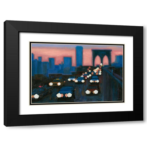 Brooklyn Bridge Evening Black Modern Wood Framed Art Print with Double Matting by Wiens, James