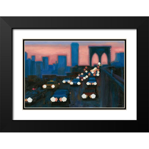 Brooklyn Bridge Evening Black Modern Wood Framed Art Print with Double Matting by Wiens, James
