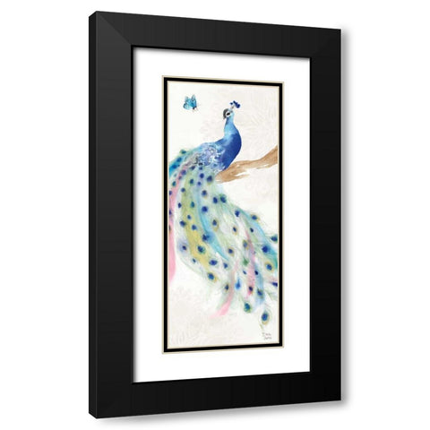 Peacock Glory II Black Modern Wood Framed Art Print with Double Matting by June, Dina
