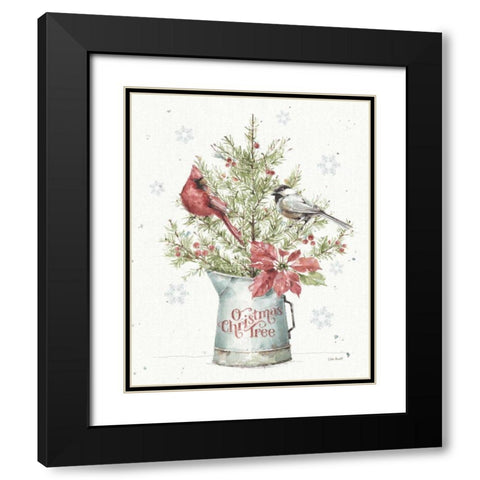 A Christmas Weekend II with Chickadee Black Modern Wood Framed Art Print with Double Matting by Audit, Lisa