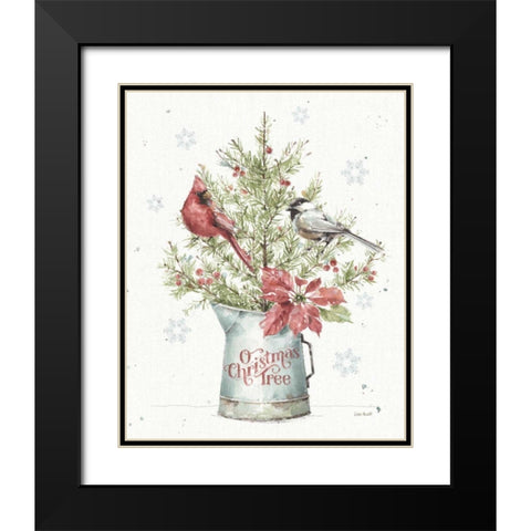 A Christmas Weekend II with Chickadee Black Modern Wood Framed Art Print with Double Matting by Audit, Lisa
