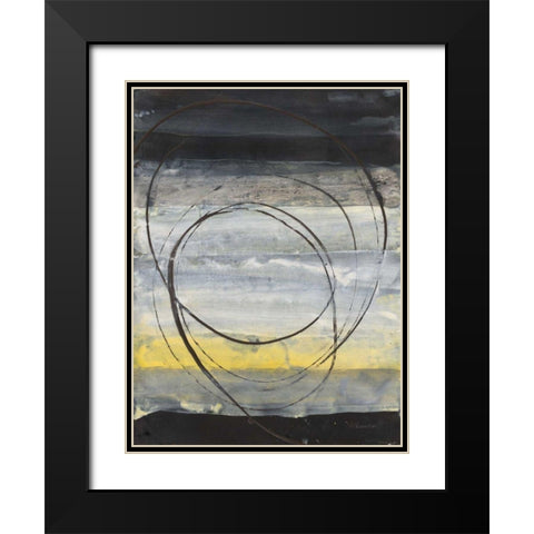 Horizon Balance III Black Modern Wood Framed Art Print with Double Matting by Hristova, Albena