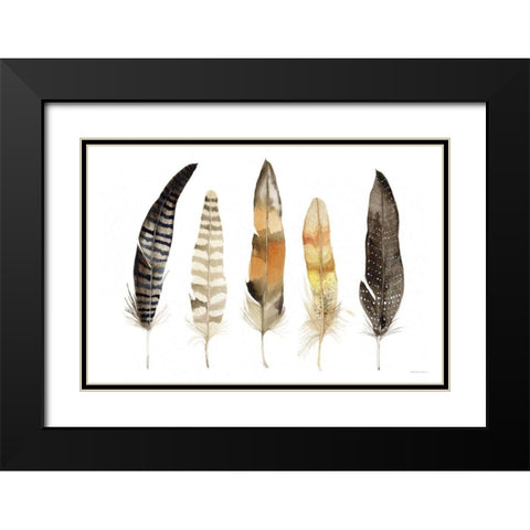 Natural Feathers Black Modern Wood Framed Art Print with Double Matting by McKenna, Kathleen Parr