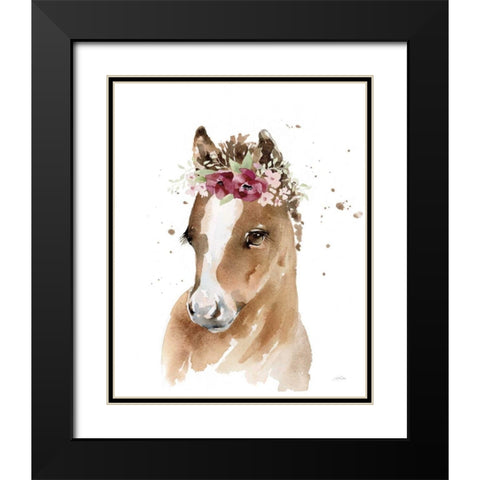 Floral Pony Black Modern Wood Framed Art Print with Double Matting by Pete, Katrina