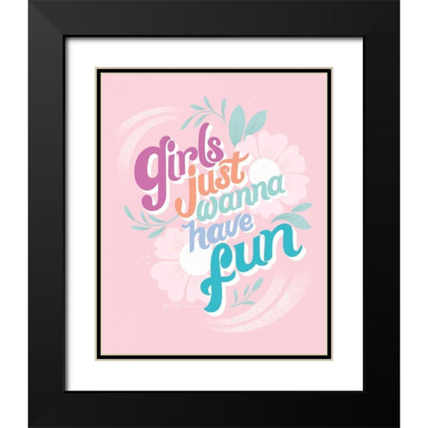 Girls I Pink Black Modern Wood Framed Art Print with Double Matting by Graham, Gia