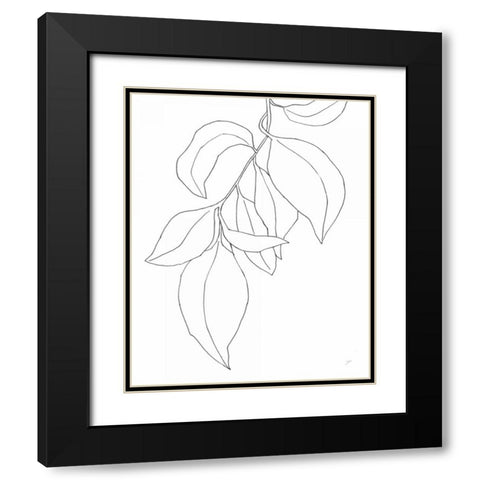 Line Leaves I Black Modern Wood Framed Art Print with Double Matting by Panganiban, Karyn