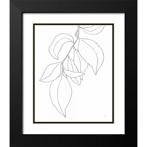 Line Leaves I Black Modern Wood Framed Art Print with Double Matting by Panganiban, Karyn