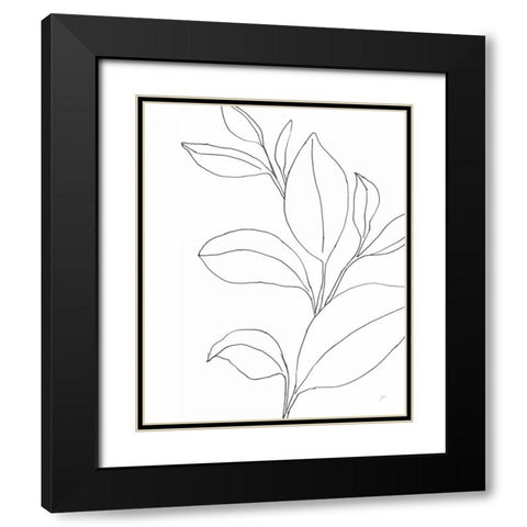 Line Leaves II Black Modern Wood Framed Art Print with Double Matting by Panganiban, Karyn