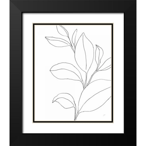 Line Leaves II Black Modern Wood Framed Art Print with Double Matting by Panganiban, Karyn