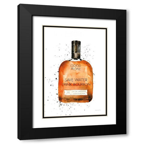 Save Water Drink Bourbon Black Modern Wood Framed Art Print with Double Matting by Charro, Mercedes Lopez