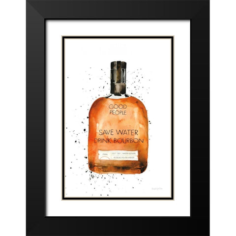 Save Water Drink Bourbon Black Modern Wood Framed Art Print with Double Matting by Charro, Mercedes Lopez
