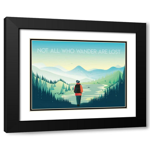 Not All Who Wander Black Modern Wood Framed Art Print with Double Matting by Escalante, Omar