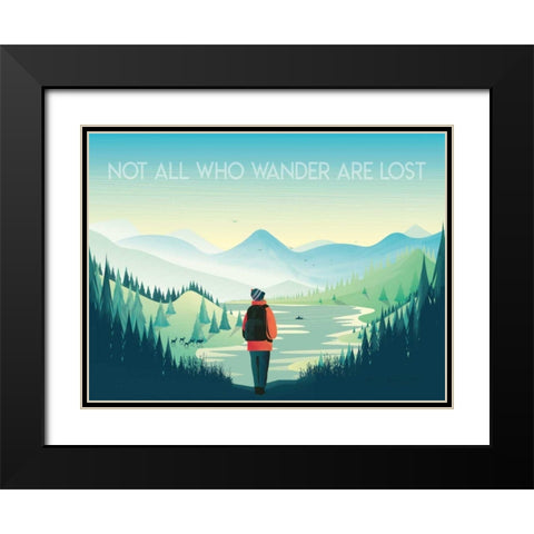 Not All Who Wander Black Modern Wood Framed Art Print with Double Matting by Escalante, Omar