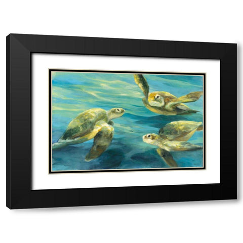Sea Turtles Black Modern Wood Framed Art Print with Double Matting by Purinton, Julia