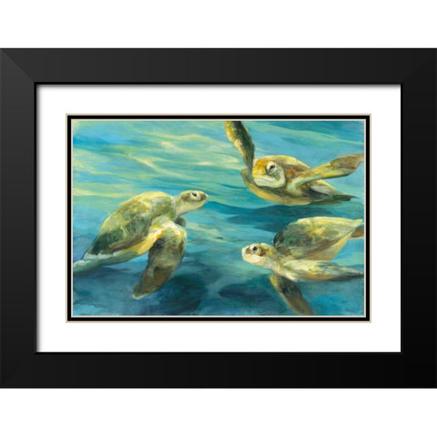 Sea Turtles Black Modern Wood Framed Art Print with Double Matting by Purinton, Julia