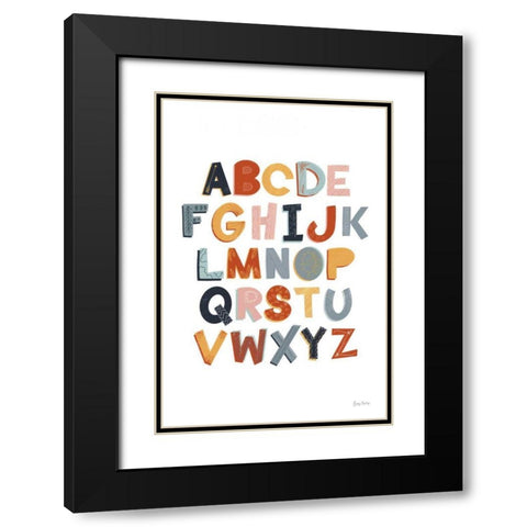 Colorful Alphabet Pastel Black Modern Wood Framed Art Print with Double Matting by Thorns, Becky