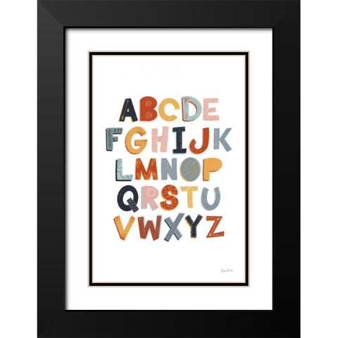 Colorful Alphabet Pastel Black Modern Wood Framed Art Print with Double Matting by Thorns, Becky