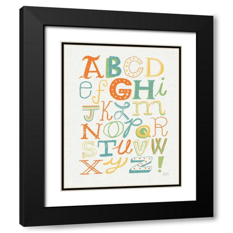 Funky Letters Bright Black Modern Wood Framed Art Print with Double Matting by Mullan, Michael