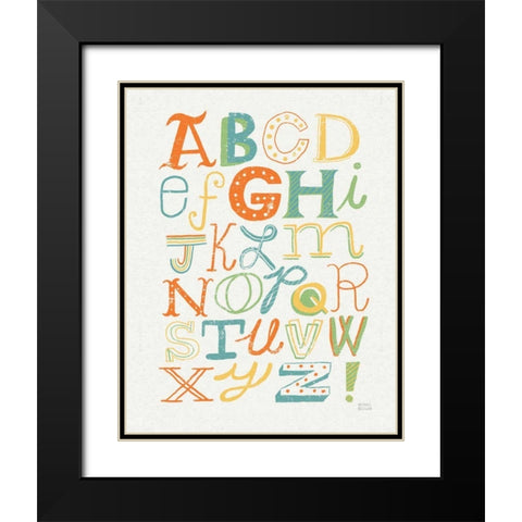 Funky Letters Bright Black Modern Wood Framed Art Print with Double Matting by Mullan, Michael