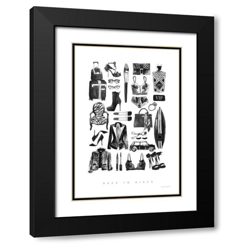 Back to Black I Black Modern Wood Framed Art Print with Double Matting by Charro, Mercedes Lopez