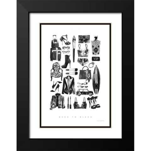 Back to Black I Black Modern Wood Framed Art Print with Double Matting by Charro, Mercedes Lopez