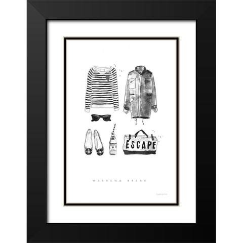 Back to Black II Black Modern Wood Framed Art Print with Double Matting by Charro, Mercedes Lopez