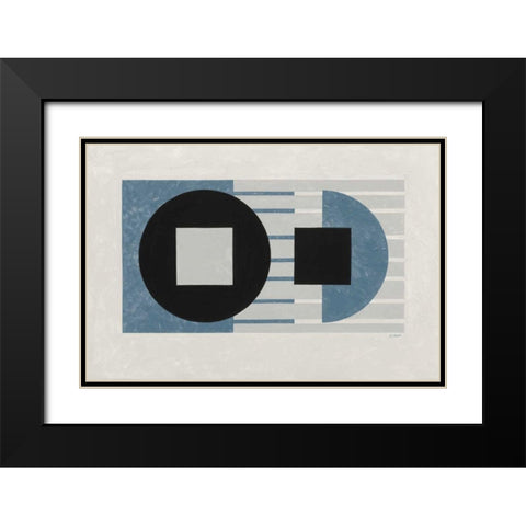 Laterally Speaking Blue Black Modern Wood Framed Art Print with Double Matting by Schick, Mike