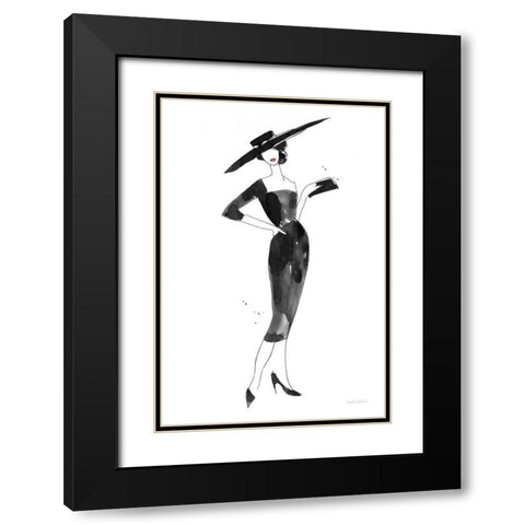 Fashionable Hat Black Modern Wood Framed Art Print with Double Matting by Charro, Mercedes Lopez