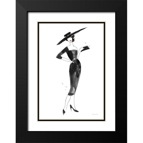Fashionable Hat Black Modern Wood Framed Art Print with Double Matting by Charro, Mercedes Lopez