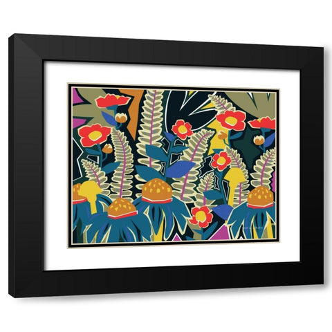 Ferns and Wildflowers I Black Modern Wood Framed Art Print with Double Matting by Gallagher, Megan
