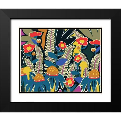 Ferns and Wildflowers I Black Modern Wood Framed Art Print with Double Matting by Gallagher, Megan