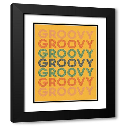 Retro Words I Bright Black Modern Wood Framed Art Print with Double Matting by Wild Apple Portfolio