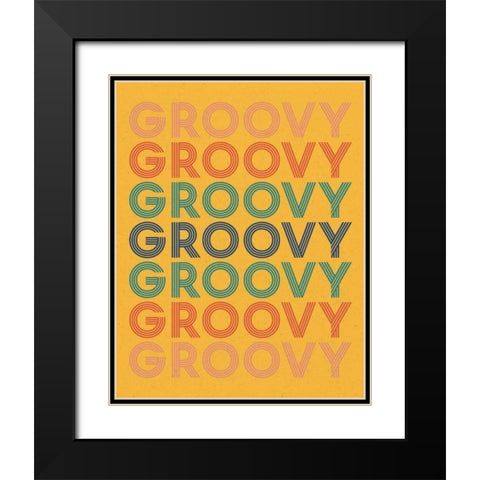 Retro Words I Bright Black Modern Wood Framed Art Print with Double Matting by Wild Apple Portfolio