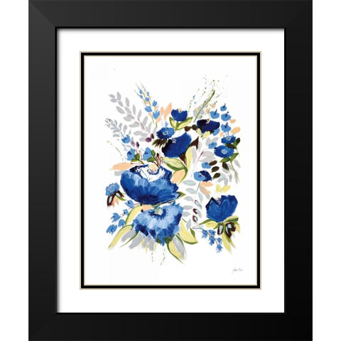 True Blue II Black Modern Wood Framed Art Print with Double Matting by Davis, Joan E.