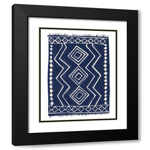 Navy Berber Rug II Black Modern Wood Framed Art Print with Double Matting by Panganiban, Karyn