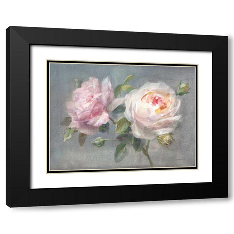 Lovely Roses Black Modern Wood Framed Art Print with Double Matting by Nai, Danhui