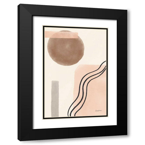 Geo Abstract II Neutral Pink Black Modern Wood Framed Art Print with Double Matting by Thorns, Becky