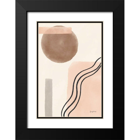 Geo Abstract II Neutral Pink Black Modern Wood Framed Art Print with Double Matting by Thorns, Becky