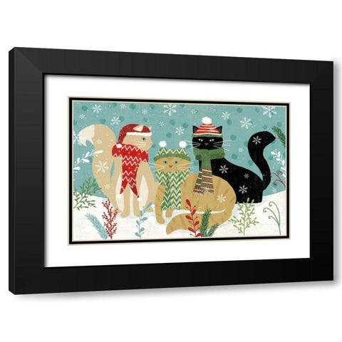 Purrfect Holiday I Black Modern Wood Framed Art Print with Double Matting by Charron, Veronique